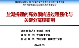 國家重點(diǎn)研發(fā)計(jì)劃青年科學(xué)家項(xiàng)目“鹽湖提鋰的高效膜傳遞過程強(qiáng)化