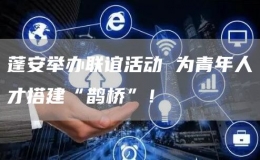 蓬安舉辦聯(lián)誼活動 為青年人才搭建“鵲橋”！