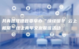 共青團隆德縣委舉辦“緣續(xù)暖冬 云上相聚”線上青年交友聯(lián)誼活動