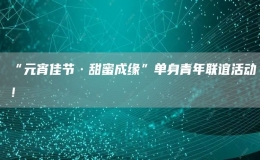 “元宵佳節(jié)·甜蜜成緣”單身青年聯(lián)誼活動！