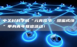中關(guān)村科學(xué)城“元宵佳節(jié)·甜蜜成緣”單身青年聯(lián)誼活動！
